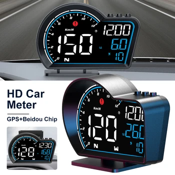 3,6-инчов дисплей HUD, GPS, Скоростомер, Електроника, Дигитален екран, аларма, напомняне, OBD2, аксесоари за Автомобили за безопасно шофиране на автомобил