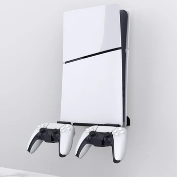 Монтиране на Стена Поставка За Съхранение с 2-ма Елементи Контролера на Основата на Влакчета за дисплей за PS5 Slim Digital Edition и Disc Edition