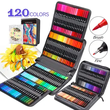 120 Цветни маркери гъвкави кисточек Маркери за colorization възрастни манга, каллиграфических надписи, рисунки