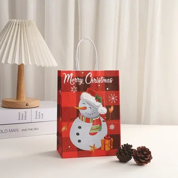 Мультяшные Коледни Подаръчни Пакети Снежен Дядо Коледа Коледна Елха Напечатанная Крафт Хартия Бонбони, Бисквити За Опаковане На Подаръци Чанта Коледни Торбички За Пазаруване