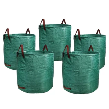 5 опаковки 72-галлонного градински торба за боклук с дръжки, два тежкотоварни торба за боклук на тревата край басейна за зареждане на листа, двора на отпадъците (H30 см X D26 см) Трайно