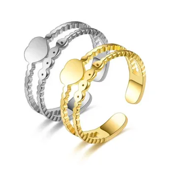 Жена регулируем пръстен от неръждаема стомана с просто сърце, пръстени за пръстите, сватбен подарък за влюбени