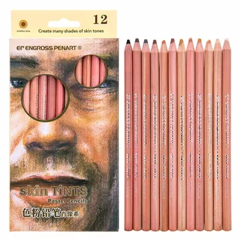 12 цвята Меки пастелни молив Skin Maya Penis за рисуване на художника Училище цветен молив за рисуване на лаписе за предмети на художественото рисуване