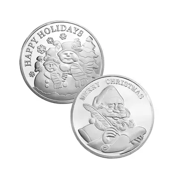 Коледна сребърна монета С Празника на Снежен Дядо Коледа Възпоменателни монети 2021 Коледни подаръци за деца