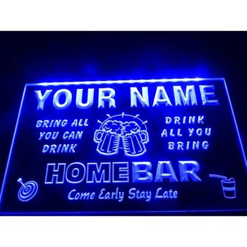 Името на Персонални Изработени по Поръчка на Семейна Домашна Една Чаша за Наздраве Beer Bar LED Неонова реклама-3D Дърворезба за Дома, Стая, Спалня, Офис