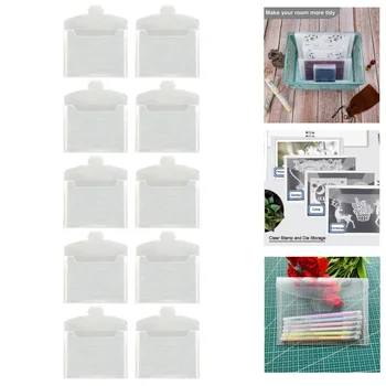 10 бр. прозрачни PVC джобове за съхранение на печати, джобове за съхранение на печати за направата на картичките